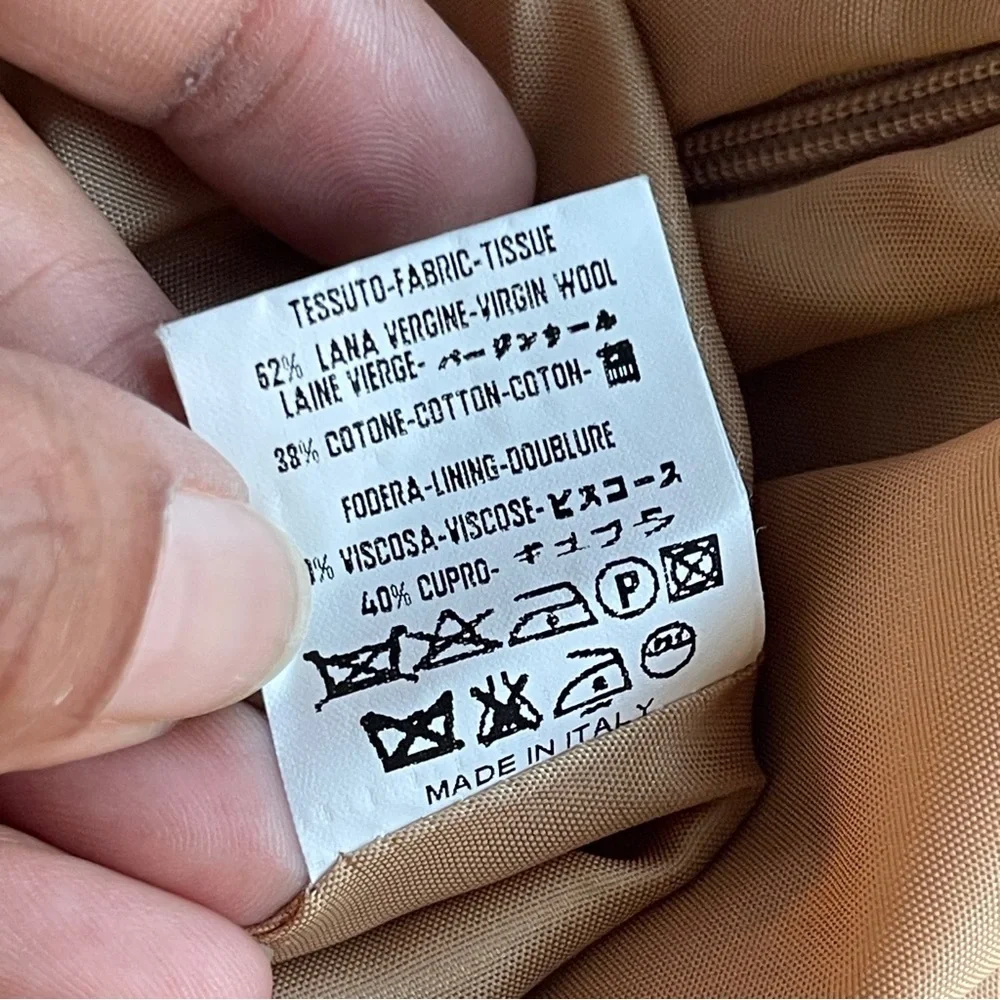 PIER ANTONIO GASPARI | Tan Geometric A-line Pencil Skirt Sz 8 - Picture 7 of 7